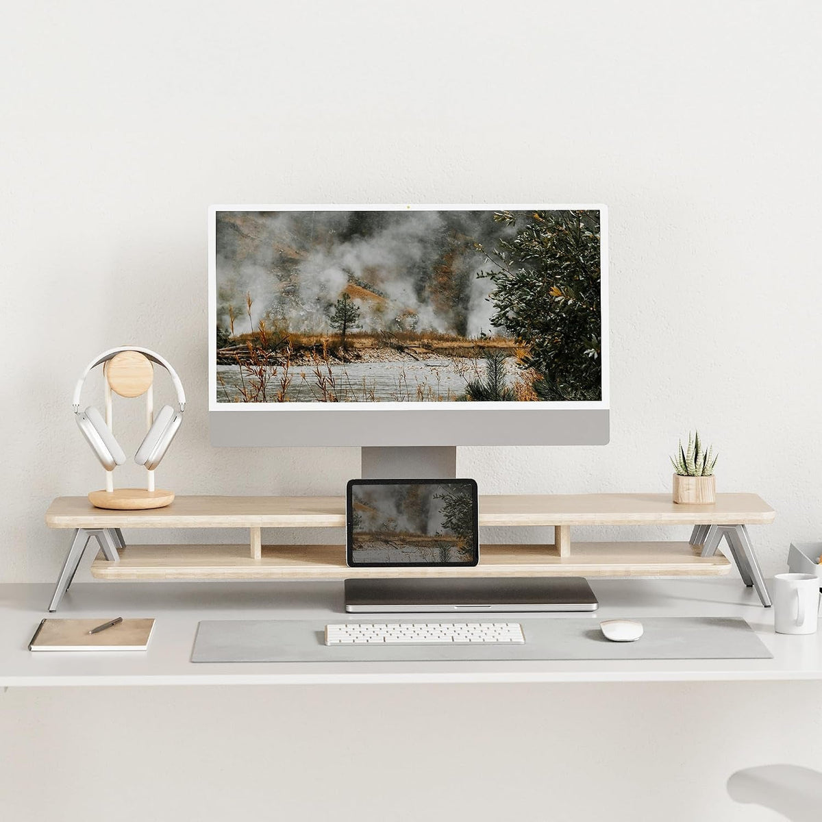 Two-Tier Monitor Stand - Oak