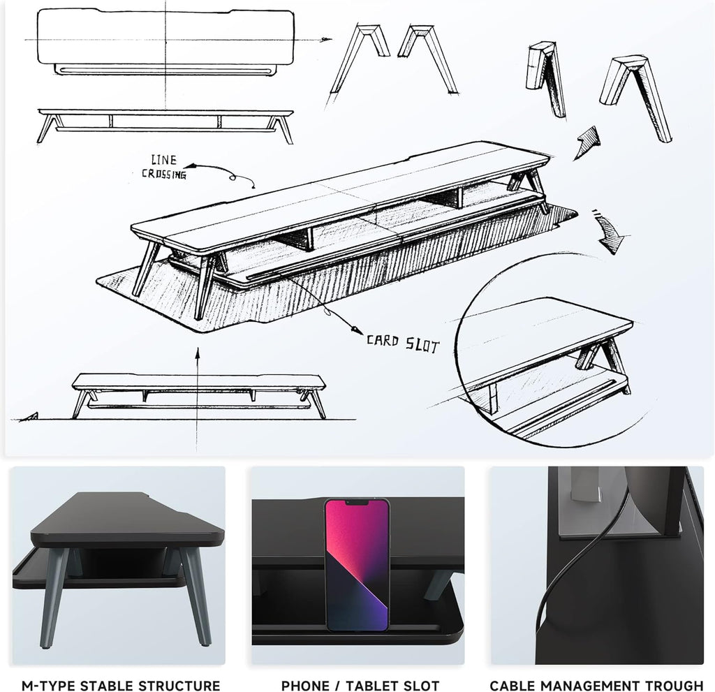 Two-Tier Monitor Stand - Black