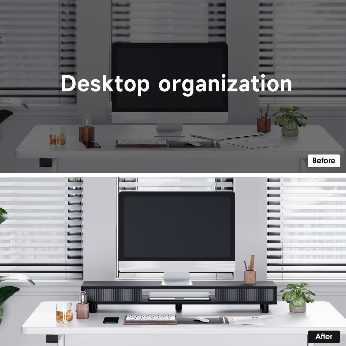 Wide Desk Shelf - Black