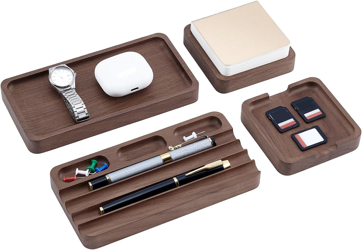4Pcs Wooden Desk Organizer Tray