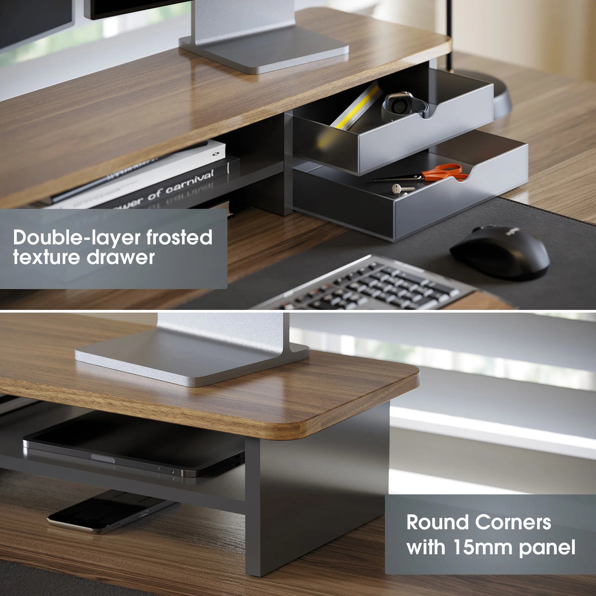 Desk Shelf with Drawer - Brown