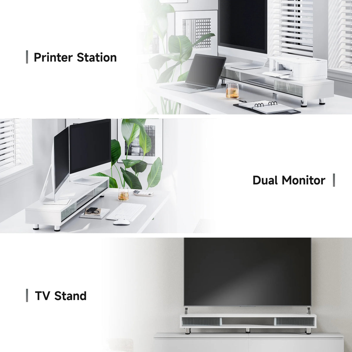 Wide Desk Shelf - White