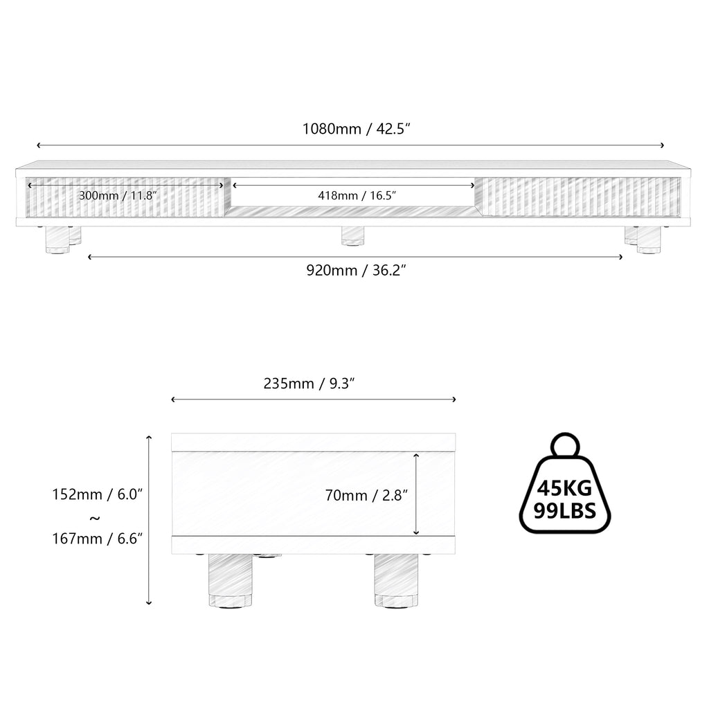Wide Desk Shelf - White