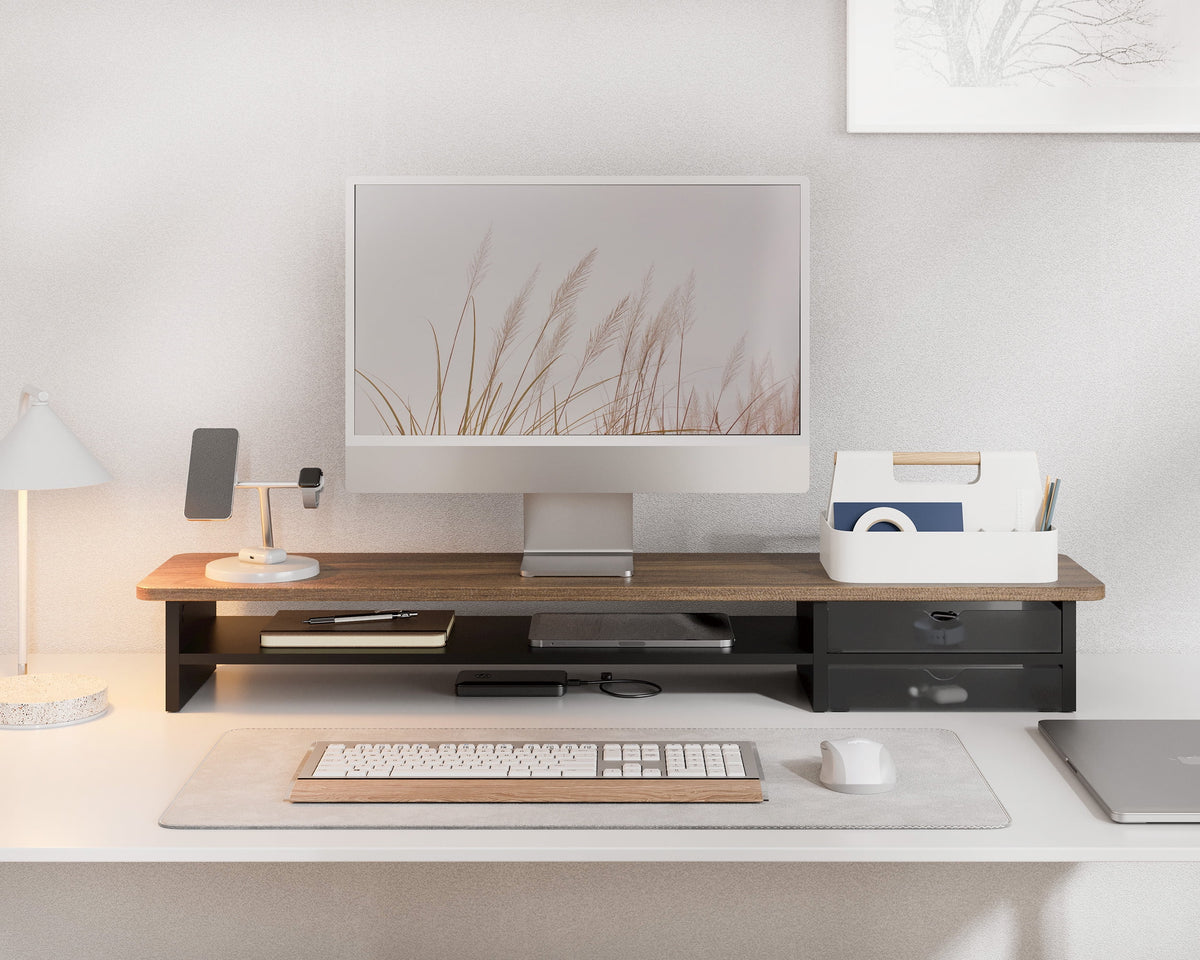 Desk Shelf with Drawer - Brown