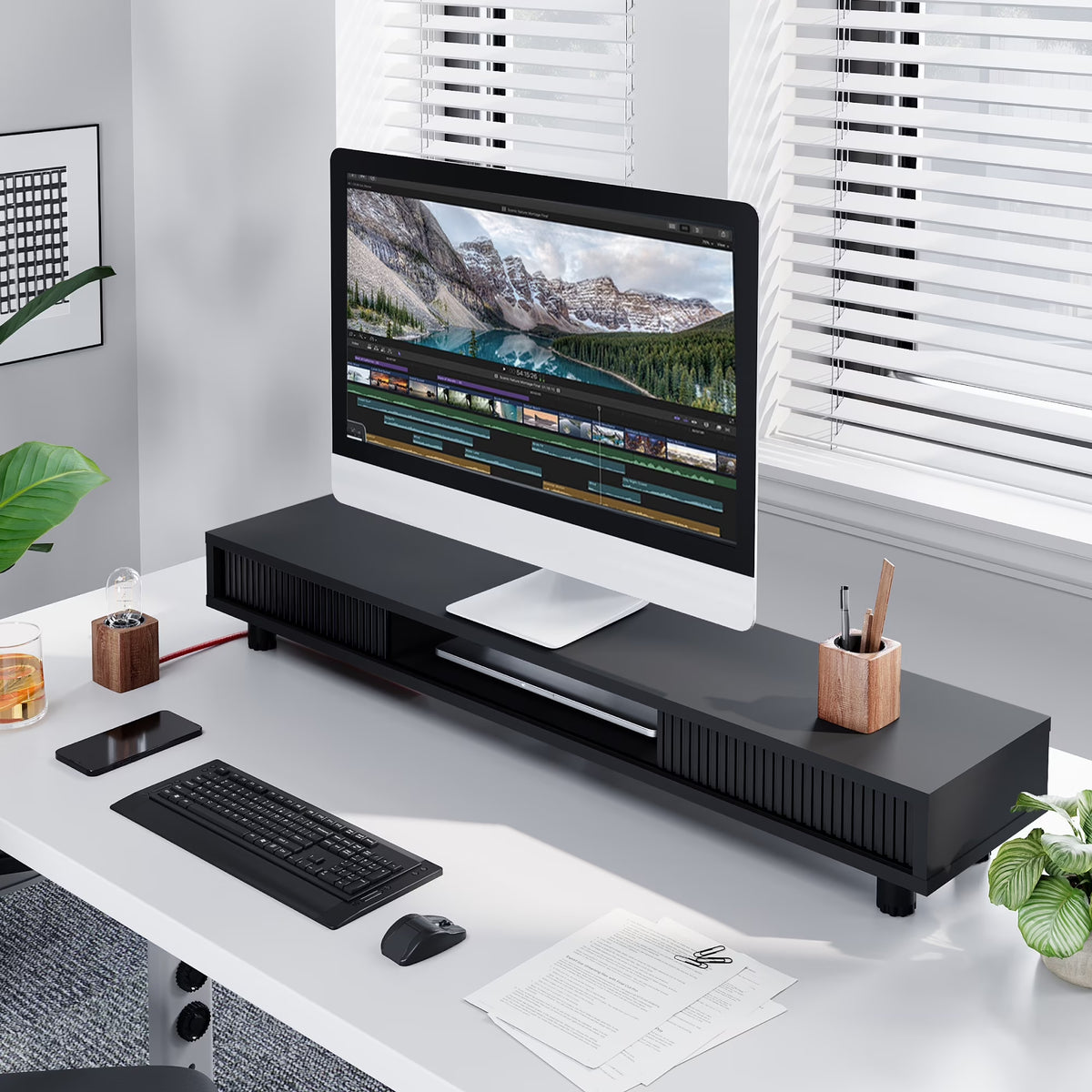 Wide Desk Shelf - Black