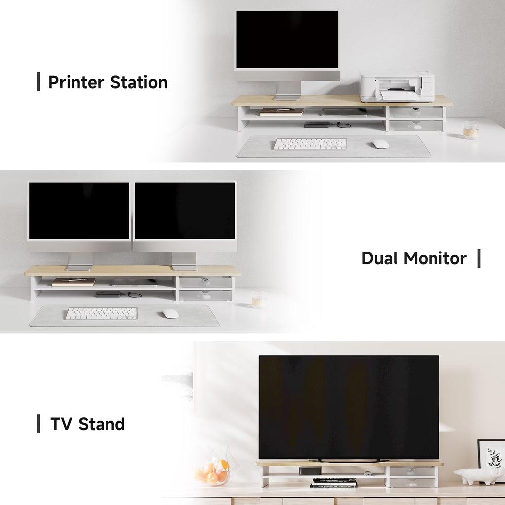 Desk Shelf with Drawer - Beige
