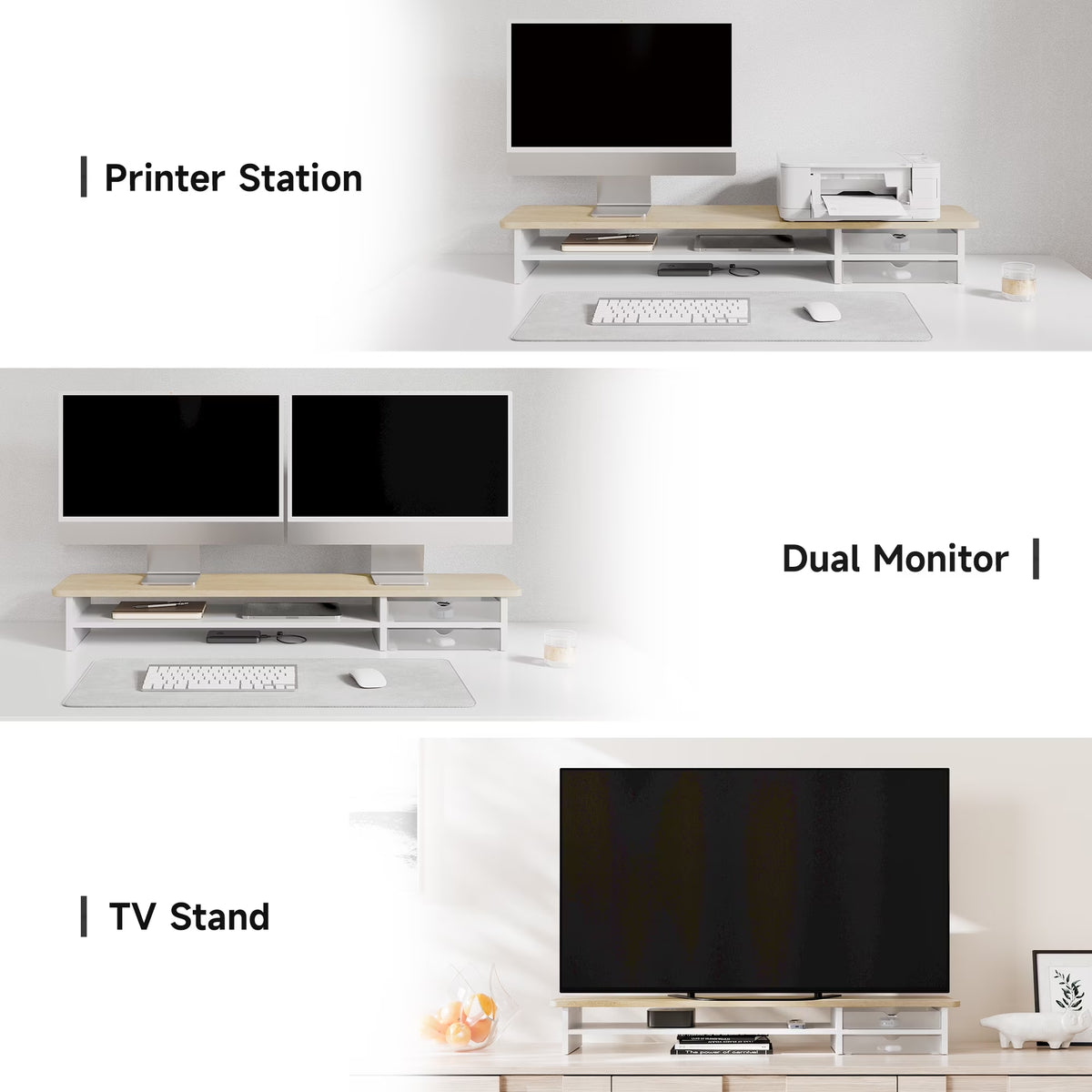 Desk Shelf with Drawer - Beige