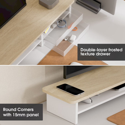 Desk Shelf with Drawer - Beige