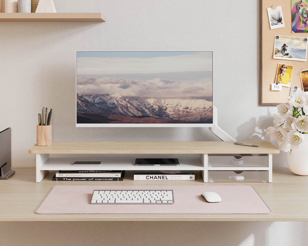 Desk Shelf with Drawer - Beige