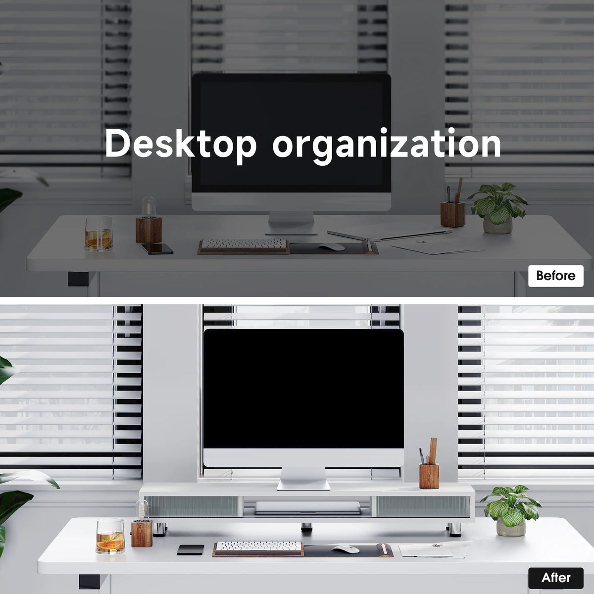 Wide Desk Shelf - White
