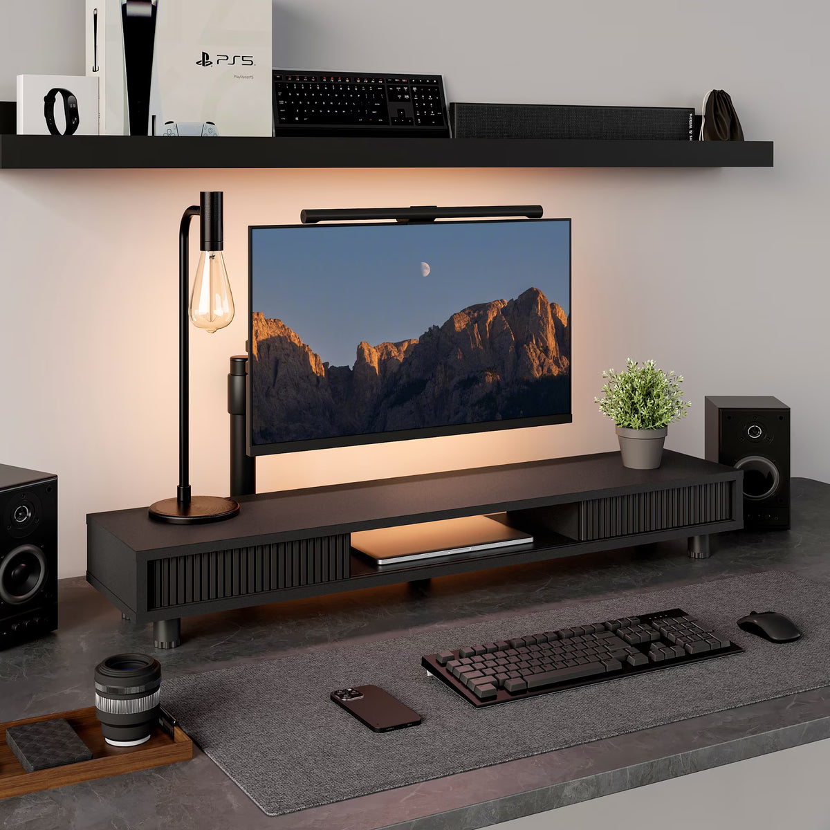 Wide Desk Shelf - Black