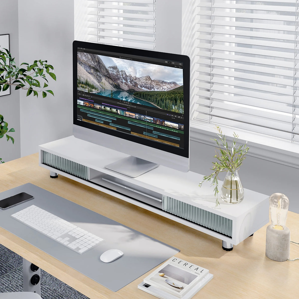 Wide Desk Shelf - White