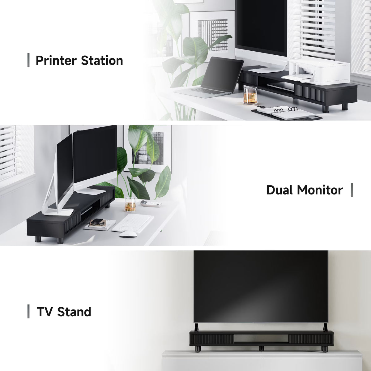 Wide Desk Shelf - Black
