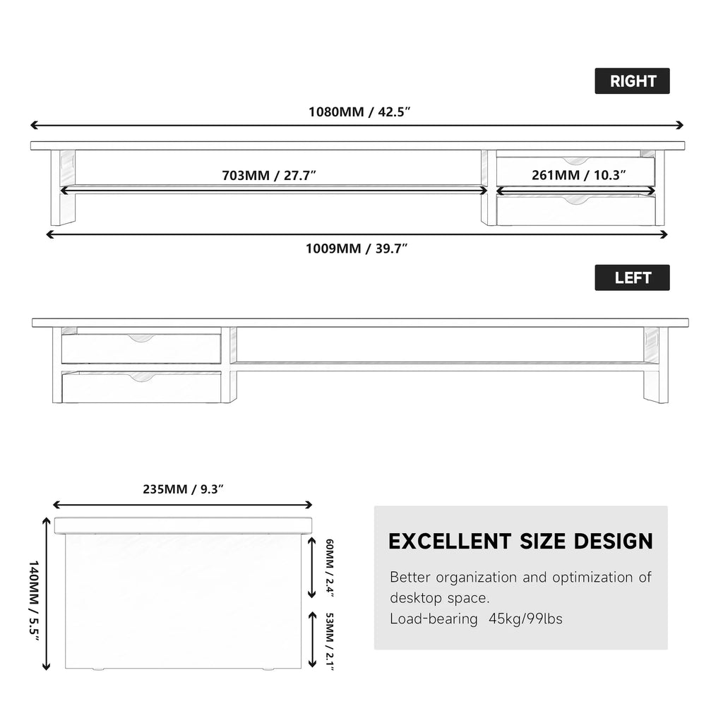 Desk Shelf with Drawer - Brown