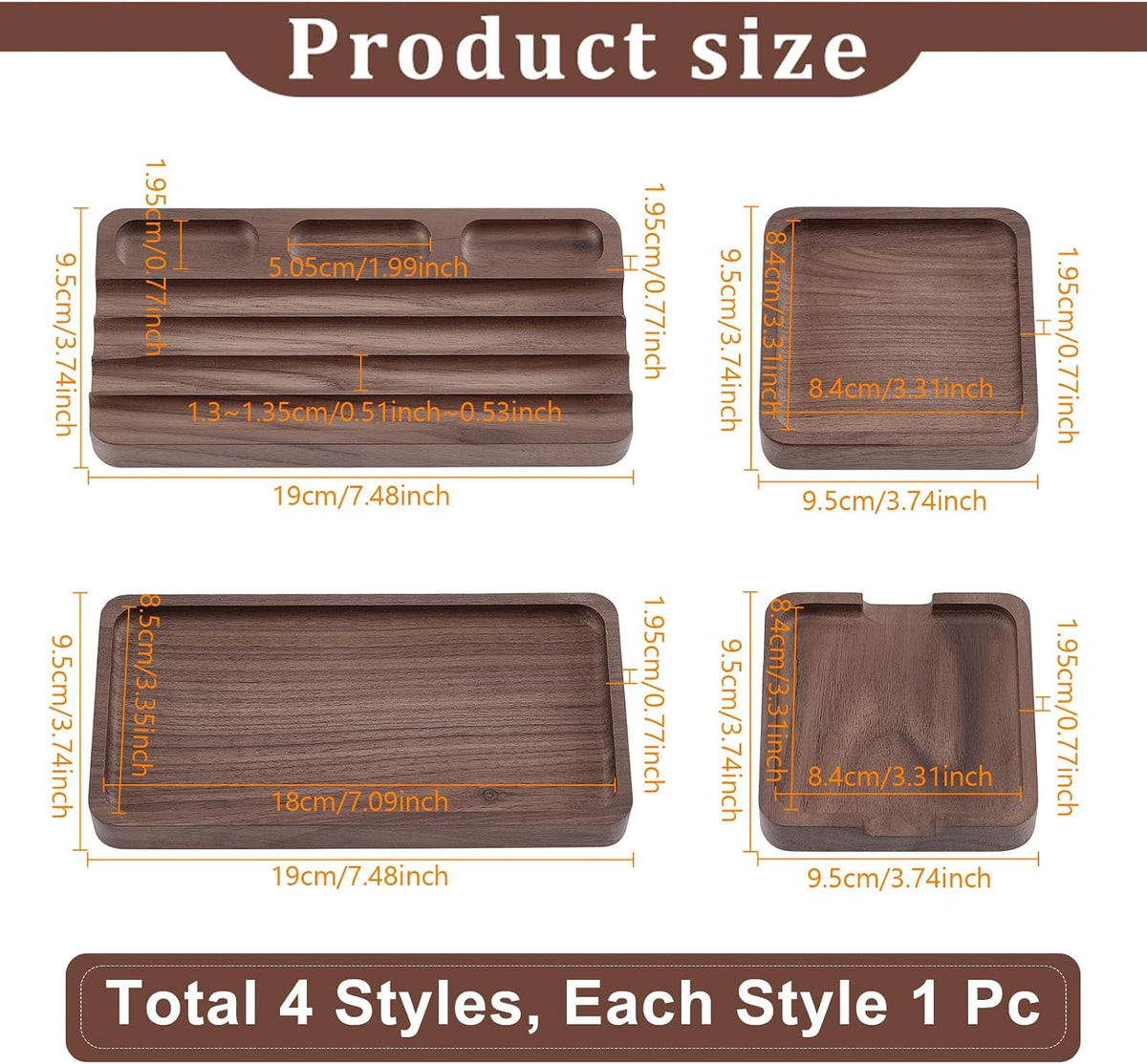 4Pcs Wooden Desk Organizer Tray