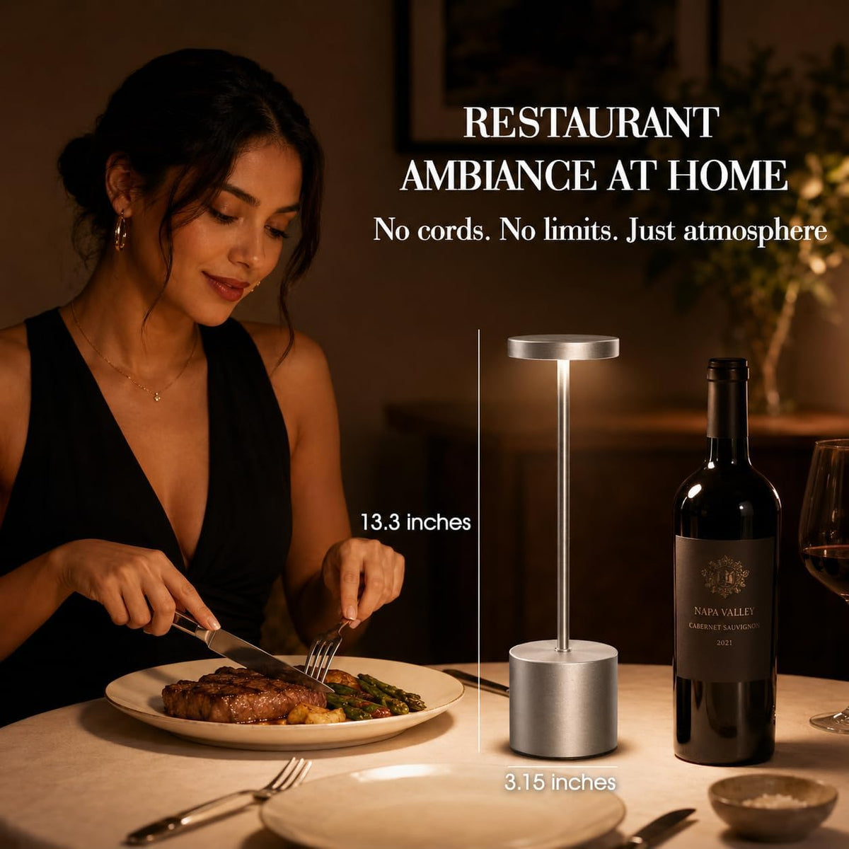 Silver Table Lamps - 2 Pack